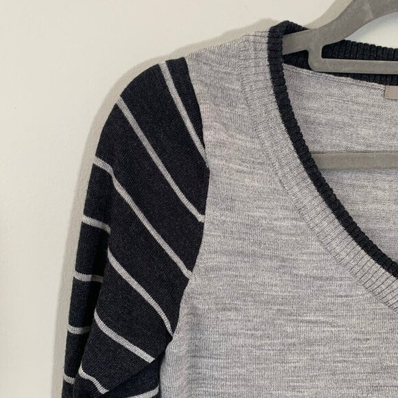 Smartwool mixed print lightweight v-neck‎ gray black pullover sweater - Picture 3 of 11